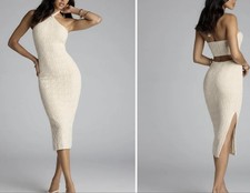 Windsor Cream Knit Midi Dress Luxe With No Limits Halter Size L