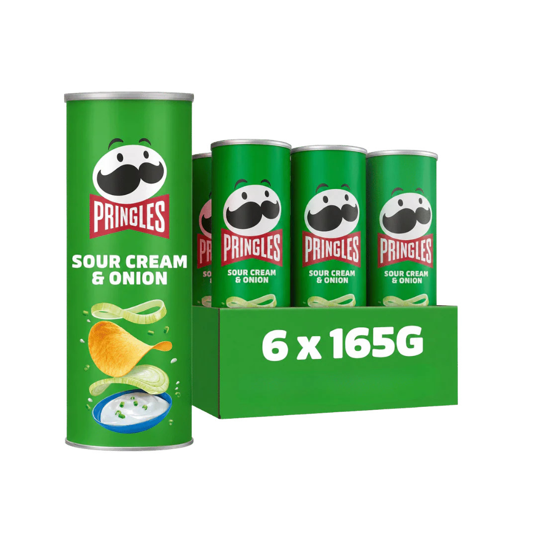 DELIVERY TOMORROW Pringles Sour Cream & Onion Sharing Crisps 6 x 165g BB 3/8/27