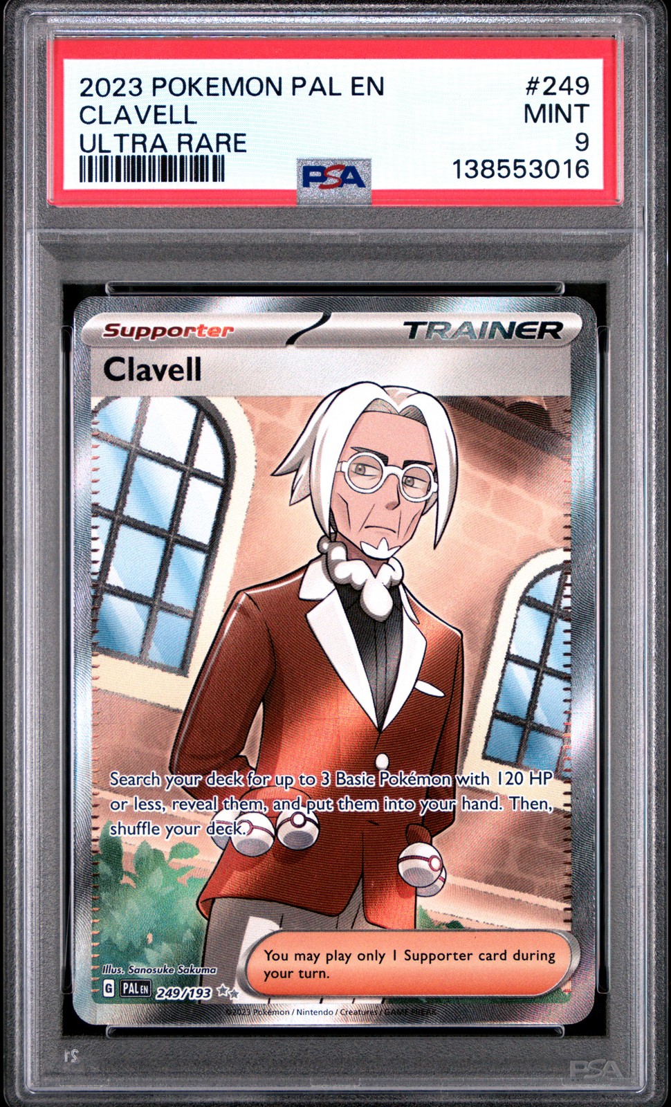 2023 POKEMON PAL EN-PALDEA EVOLVED ULTRA RARE #249 CLAVELL PSA 9