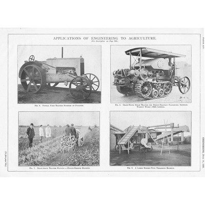 Anwendungen der Technik auf die Landwirtschaft 3x Vintage Technikdruck 1926