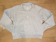 Fabletics Cozy Fleece Half Zip Sweatshirt Size Small women s Heather Gray EUC