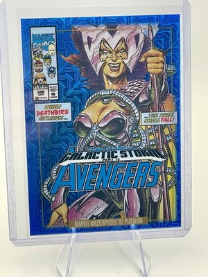 2024 UD Marvel Masterpieces  92 Platinum DEATHBIRD Blue Traxx Variant #73-V