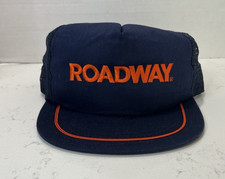 Vintage Roadway Blue/Orange Mesh Snapback Hat-Made in The USA