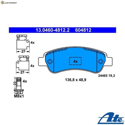 BREMSBELAGSATZ SCHEIBENBREMSE 13.0460-4812.2 FÜR PEUGEOT MANAGER/Van/Bus  FIAT