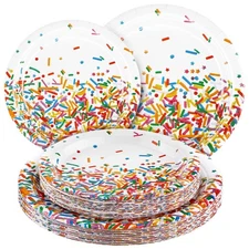 48 PCS Confetti Sprinkles Paper Plates 7 9 inch Party Dessert Plates Decor
