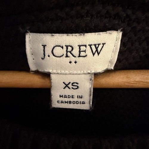 J. Crew | Damen | Klassischer Rundhals Pullover | Schwarz | Baumwolle | Wolle | XS - Bild 3 von 6