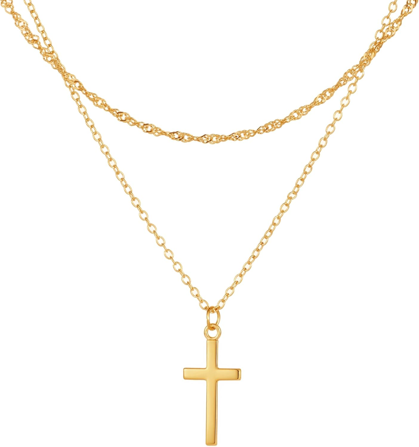 Gold Four-Leaf Clover Necklace for Women, 14K Gold-Plated Gold Necklace with Cub