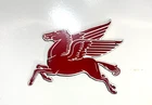 Enamel Mobil Oil Gas Pegasus Gasoline Porcelain Vintage Sign Die Cut 6.5x8