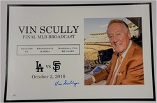 Vin Scully Hand SIgned Last Day ATT Park SGA Give away poster 10/2 Thank You JSA