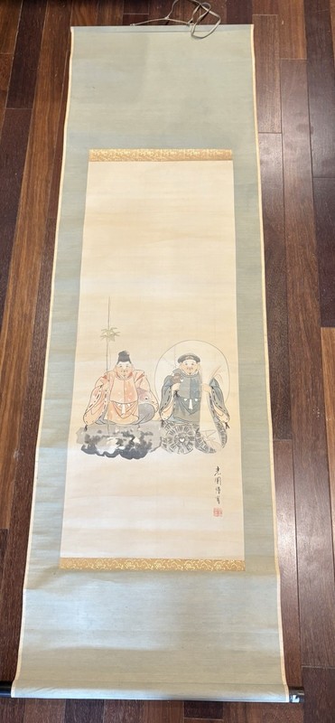 Antique Japanese Hand-Painted Scroll Painting
