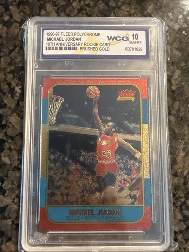 1996 Fleer Michael Jordan 10th Anniversary Decade Brushed Gold WCG Gem Mint 10