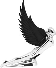 48055 Black 8 X 8 Inches Chrome Flying Goddess Hood Ornament with Windriders