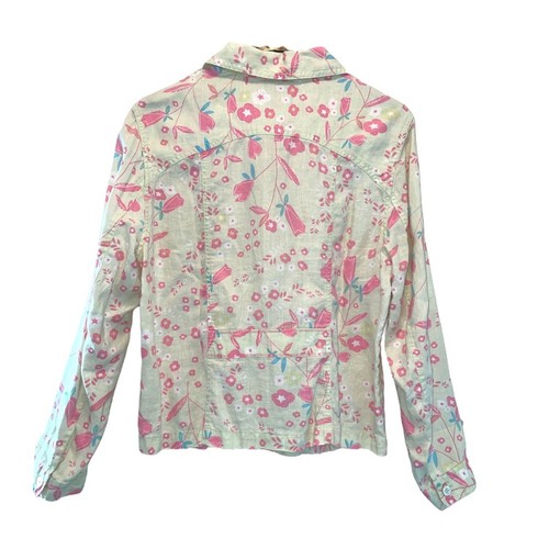 Sigrid Olsen So Blue Yellow Floral Print Button Front Vintage Shirt size Large - Picture 2 of 10