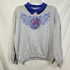 Vintage Women's XL Sweatshirt Winter Grandma Cottagecore Floral USA Made Jerzees
