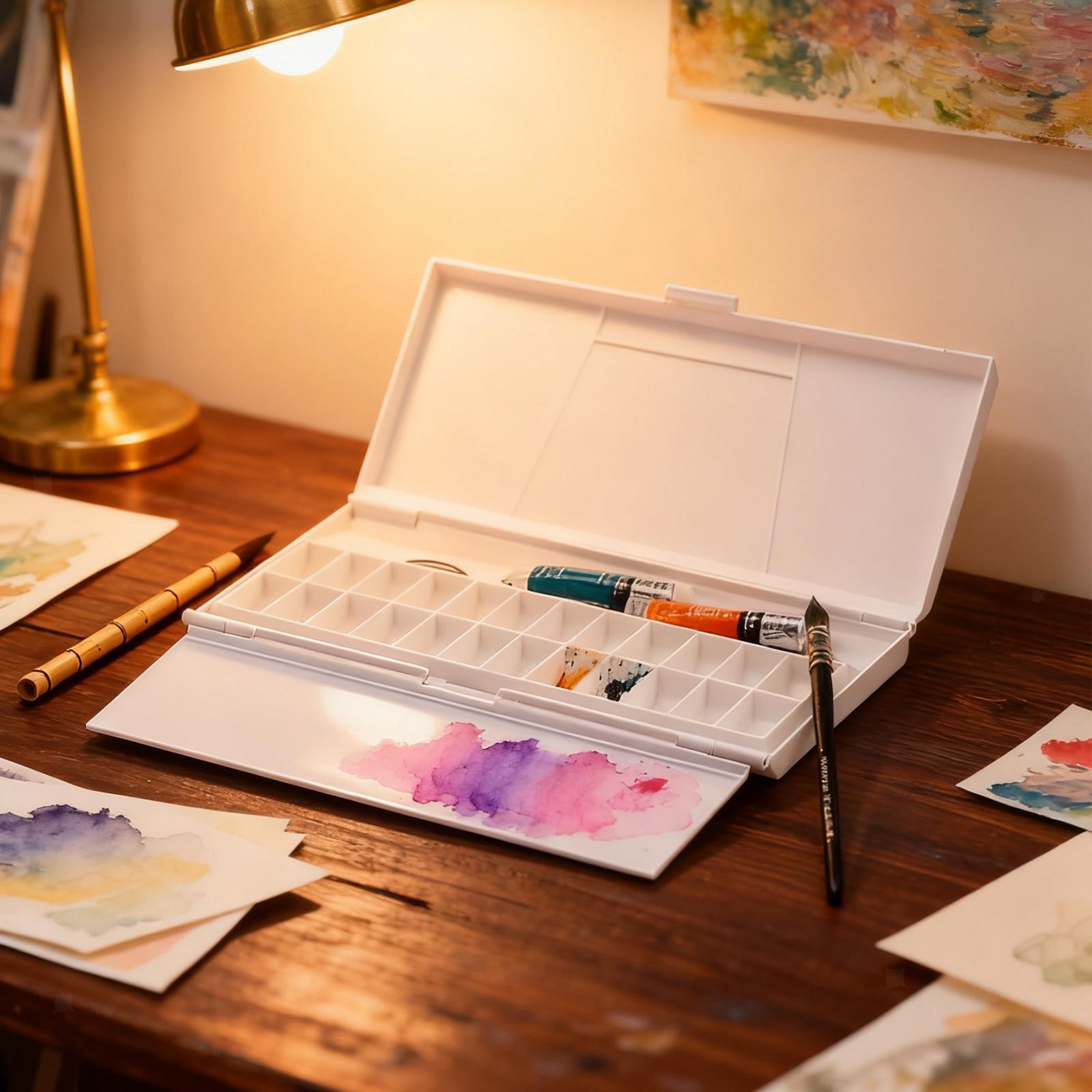 Watercolor Palette Empty Portable Leakproof Watercolour Paint Pan with Cover
