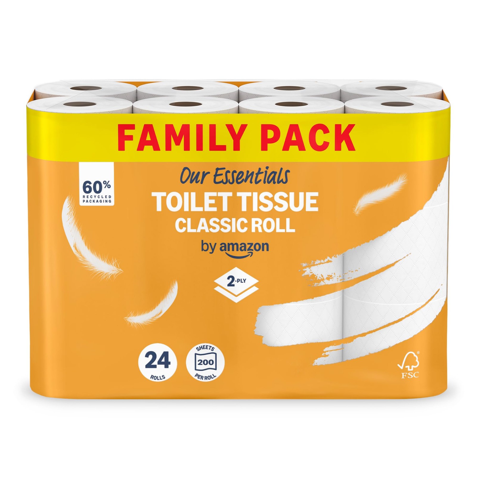 By Amazon Our Essentials Toilet Tissue Classic Roll, 2-Ply, 24 Rolls (1 Pack Of - Image 2