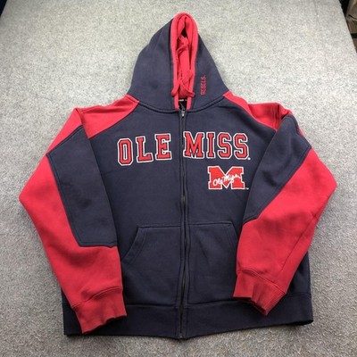 Ole Miss Rebels Hoodie Mens Large Blue NCAA Colosseum Full Zip Sweatshirt