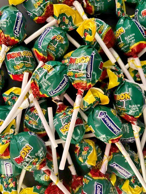 36 Colombina BonBon Bum INTENSE Tongue Painter Rasp/Passionfruit B Gum Lollipops