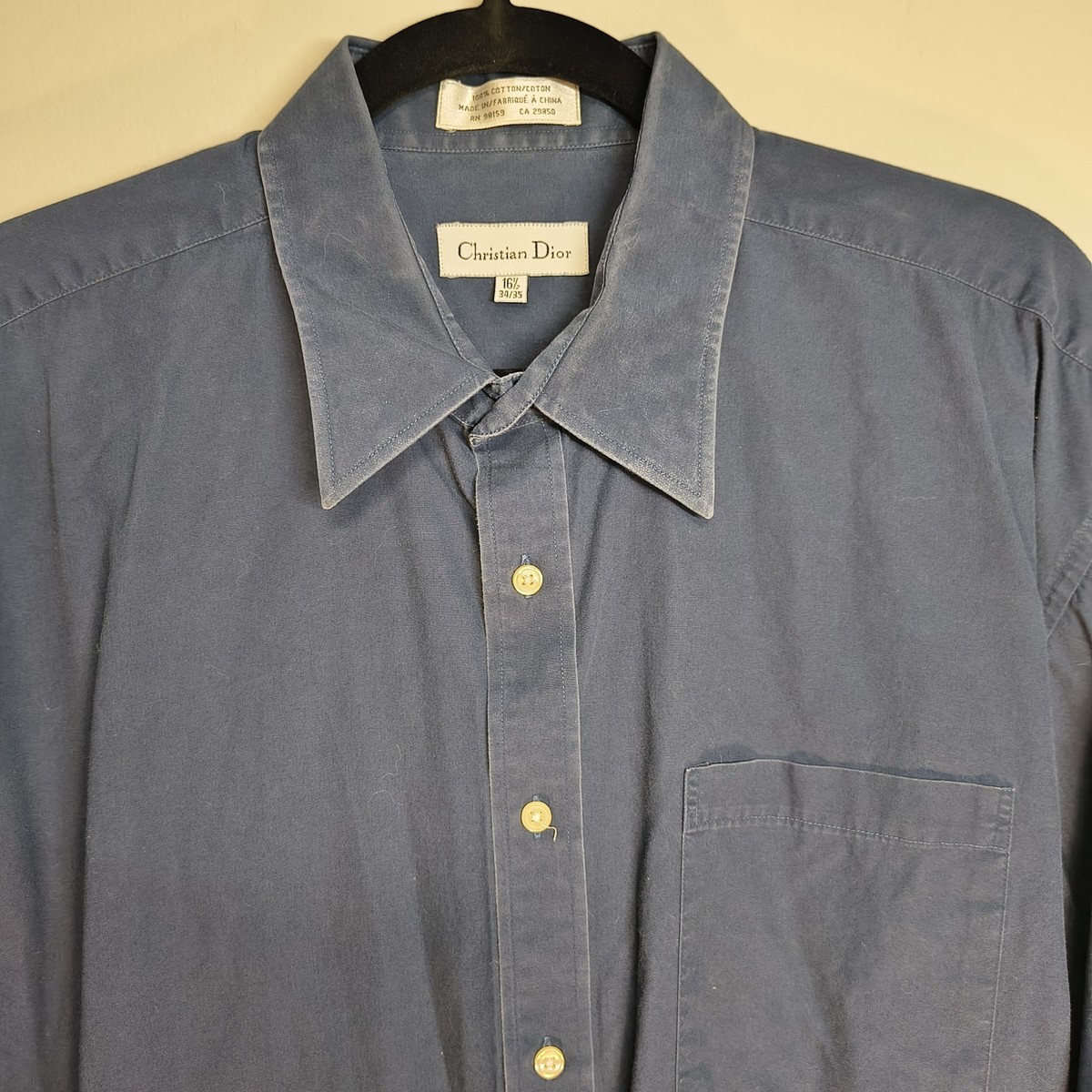 VTG Christian Dior Men's Long Sleeve Button Down Sz. 16 1/2 34/35