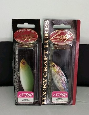 2 Lucky Craft LV Max 500 Sinking Lure Lot Mat Pumpkin & MS American Shad New