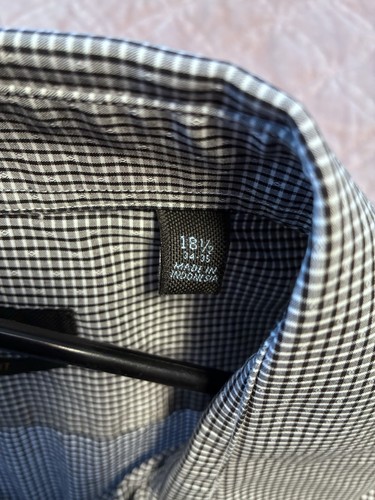 Mark Anthony Men's Slim Fit Flannel Shirt - White /Black Plaid 34/35 - Picture 7 of 8