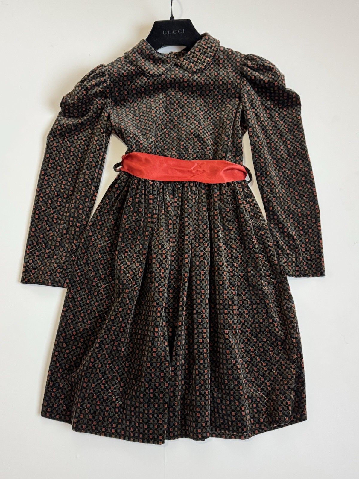 Abito vintage Yves Saint Laurent YSL velluto manica lunga bottoni schiena bambina tg 10