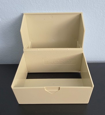Vintage Sony Floppy Disk Storage Case Holder Box Beige Plastic Organizer