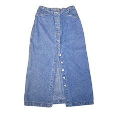 Route 66 Vintage 90s Denim Blue Jean Button Down Midi Skirt Cotton Size 7/8