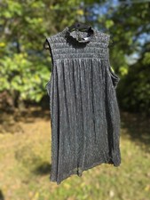 NINE WEST Dress Women's Size XL black silver metallic sleeveless mockneck EUC