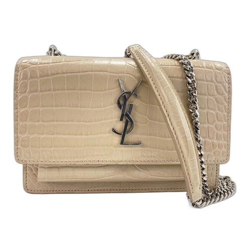 Authentic YVES SAINT LAURENT Sunset Shoulder Bag beige  WS33360