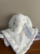 Carter's Just One You White Bunny Pink Blue Floral Security Blanket Lovey NWT