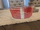 Pyrex Striped Bowl Serving Storage 1 Quart Red Vintage #7201