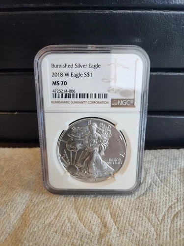 2018 W Bnurnished Silver Eagle NGC MS 70 Brown Label