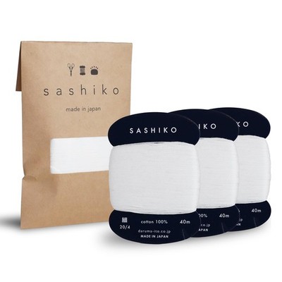 3 PCS Sashiko Thread Card Rolls 43.7 Yards Thin White Sewing Embroidery
