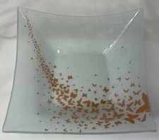 Annieglass Butterfly Square Bowl Butterflies 11” Signed 313/31 Made In USA