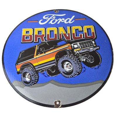 #ad #ad Vintage Ford Motors Porcelain Sign 78#x27; Bronco Sunset Porcelain Auto Sign $117.47