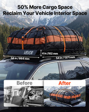 54x34in Roof Rack Cargo Basket w Waterproof Bag Net Straps 200lb Carrier