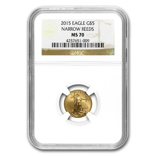 2015 1/10 oz American Gold Eagle MS-70 NGC (Narrow Reeds)