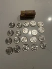 Original Bank Roll Of (20) 90% Silver Uncirculated Franklin Half Dollars 1963