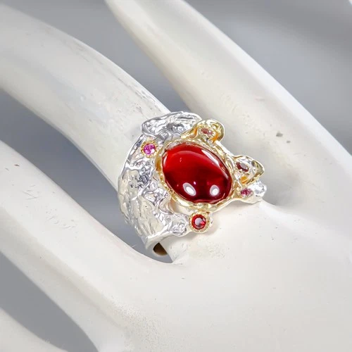 Anillo Hessonita Natural Único Plata de Ley 925 Talla 8.5/R426780 Foto 3 de 4