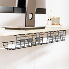 2 Pack under Desk Cable Management Tray, Large Metal Cord Organizer, Office  H