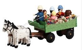 Pferdegespann Kremserwagen Miniaturgespann Länge 9cm NEU Gespann Mini Miniatur - Picture 1 of 1