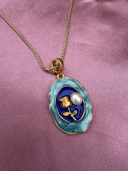 Alternate view of Carats Gold Plated Hand Painted Pendant Necklace For Women