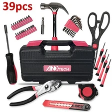 ANXTECH 39pcs Screwdriver Pliers Hammer Basic Household Mechanics Tool Kit