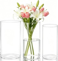 Blumenvase Set 3 StüCk Transparent Acryl Zylindervasen Bruchsicher 10-25 Cm