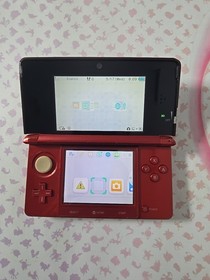 Nintendo 3DS Flame Red with Charger - Tested & Works *Missing Stylus*