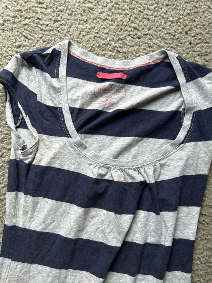 Vestido American Eagle Outfitters para mujer vintage a rayas con cordón talla S/P Foto 3 de 4