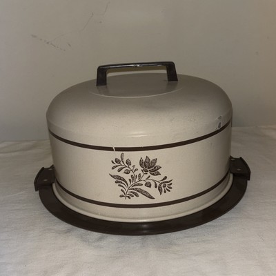 VINTAGE BROWN & TAN KROMEX ALUMINUM cake holder