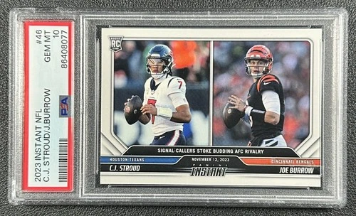 C.J. STROUD JOE BURROW PSA 10 2023 PANINI INSTANT NFL #46 ROOKIE /749 RC 8077