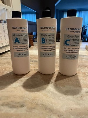 Gentle Hydrodermabrasion Aqua Peeling Serum - 3x16 Oz Bottles for All Skin Types
